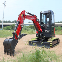 Mini-excavatrice 2,8 tonnes Derette RT28 certifiée CE, machine de terrassement sur chenilles avec cabine fermée et climatisation, Europe