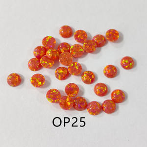Cuentas de Ópalo Sintético con Corte Cabujón Redondo de Color, Piedras Preciosas Sueltas de Ópalo de Fuego con Parte Posterior Plana para Joyería - Product Image 6
