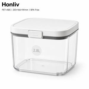 Grain Storage Bin Set 3 Sizes Stackable Airtight Moisture-Proof Pop-Tip Lid Food-Grade Plastic Rice Cereal <strong>Flour</strong> <strong>Container</strong> - Product Image 2