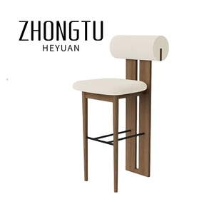Tabourets de Bar d'Hôtel Modernes, Chaise Hippo de Bar en <span class=keywords><strong>Bois</strong></span> Massif pour Salle à Manger, <span class=keywords><strong>Tabouret</strong></span> Haut de Comptoir Rembourré en Cuir <span class=keywords><strong>Noir</strong></span> pour <span class=keywords><strong>Cuisine</strong></span> - Product Image 1