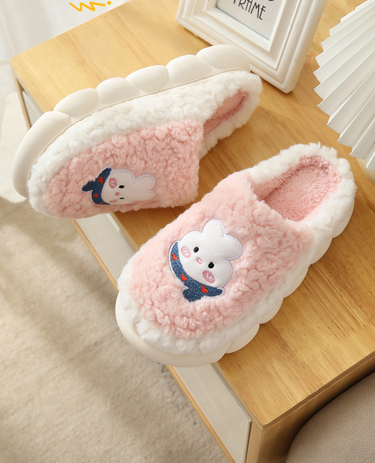 Non-slip Cute Cartoon Couple Cotton Slippers Home Women Platform Slippers Winter
