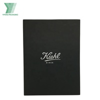 Carpeta de presentación con logotipo impreso personalizado, papel negro mate, cartón, 2 bolsillos, carpeta de archivos con ranura para tarjeta