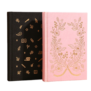 สมุดบันทึกปกแข็งผ้าลินินและหนังปักลายตามสั่ง ขนาด A5 100 แผ่น เย็บด้วยด้าย สมุดโน้ตลายดอกไม้ส่วนตัว ของขวัญ - Product Image 1