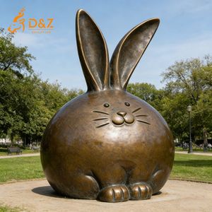 Statue de lapin gras en bronze D&Z Art Group, sculpture d'animal mignonne, décoration de jardin extérieur, ornement artistique, design personnalisé, décoration intérieure - Product Image 1