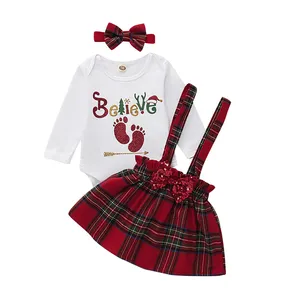 Baby 3 pcs穿衣裙派对服装蹒跚学步女孩圣诞服装