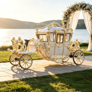 Chariot royal romantique pour mariage, ornement exquis, chariot tiré par des chevaux pour exposition dans un parc d'attractions - Product Image 1