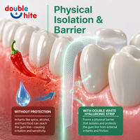 Bandes de protection des gencives à l'acide hyaluronique doublement blanchissantes, invisibles, hydratantes, barrière gingivale, hydratation longue durée, soulagement de la bouche sèche