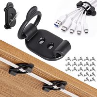 Accessoires pour la maison : Clips de gestion de câbles adhésifs blancs/noirs, organisateur de cordons à forte adhérence, attaches de câbles réutilisables