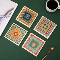 Nouveau dessous-de-verre créatif moderne en céramique, motif petite fleur, réutilisable, rond et carré, isolant thermique, pour tasses et tasses à thé, tapis de bureau, sous-verres et supports