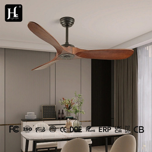 Wooden LED <b>ceiling</b> fan lamp <b>remote</b> <b>control</b> modern bedroom living room 6-speed reversible silent DC motor - Product Image 3