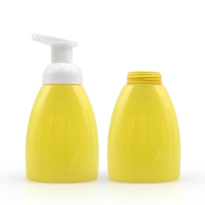 Bouteille plate en PET de 250 ml personnalisable jaune, blanc, vert avec pompe mousse pour désinfectant pour les mains, mousse nettoyante, lotion de <span class=keywords><strong>bain</strong></span> pour enfants - Product Image 1