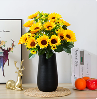 Bunga Matahari Buatan Tangan Bionik Realistis Simulasi Kain Bunga Gaya Alami Hiasan Ruang Tamu Kelas Atas Dekorasi Interior