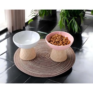 Desain baru es krim bentuk keramik kucing anjing mangkuk air mangkuk makanan melindungi leher tulang belakang tidak licin mengangkat mangkuk hewan peliharaan - Product Image 1