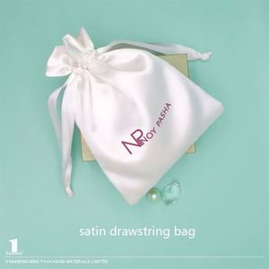 <b>Cheap</b> High Quality Small Packaging Gift Pouches Satin Drawstring Bag with Logo - Product Image 4
