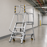 Industrielle Moderne Sicherheits-Plattformleiter Aluminium Mobile Arbeitsplattform mit Rollensystem und Geländern für Lagerhallen