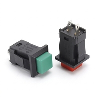 Interruttore a pulsante quadrato elettronico in plastica rosso DS-431 a 2 pin On/Off con ripristino automatico, contatto momentaneo 1NO, IP40 250V 3A
