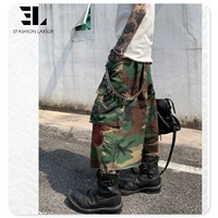 LARSUR Custom Factory Cotton Ripstop Nylon Camo Cropped Capri Cargo Camo Pants 7/8 Length Baggy Skate Camo Jeans Shorts Jorts