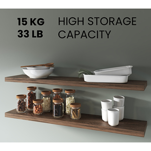 Dark Brown Floating Shelf Set Of 2 In Melamine <b>Wall</b> Display Shelves For Living Room Home Decor - Product Image 5
