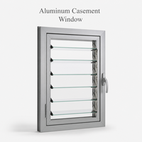 Fenêtre à battant en alliage d'aluminium avec persiennes réglables pour une ventilation optimale, idéale pour les immeubles de bureaux modernes, design contemporain.