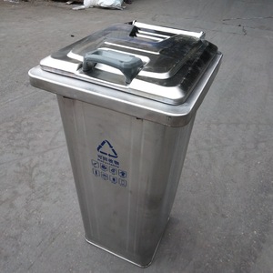 Stainless Steel Waste <b>Bin</b> 120L Rectangular Outdoor Metal Trash Can With <b>Wheels</b> - Product Image 3