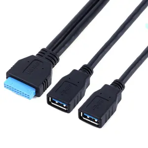 定制USB 3.0电缆20针IDC至2 * USB 3.0母适配器电缆，用于计算机USB 3.0电缆