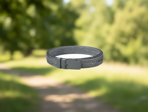 Cintura Intrecciata da Uomo 4,0 Cm X 125 Cm con Fibbia in Plastica Grigia Stile Casual - Product Image 2