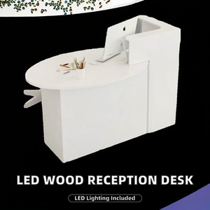 Comptoir de caisse moderne et durable en MDF avec éclairage LED, design contemporain et écologique, idéal pour hôtel, salle de sport, hôpital, supermarché, réception - Product Image 2