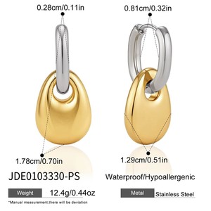 Waterproof Delicate Elegant Stainless Steel 18K PVD Gold Plated Gold and Silver Mixed Geometric <b>Small</b> Huggies <b>Earrings</b> Jewelry - Product Image 3