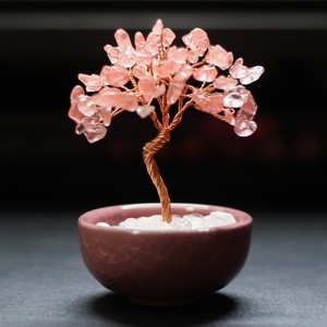 Arbre de pêcher en cristal avec pierres d'améthyste violettes, décoration artisanale pour salon, ornement d'entrée - Product Image 4