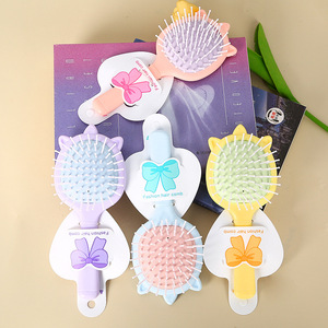 Peigne de massage à coussin d'air, grand peigne à cheveux portable en plastique pour voyage, design de dessin animé, couleur thé au lait - Product Image 4