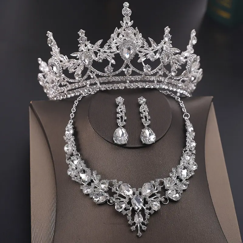 Kalung Pengantin Mewah Batu Permata Kristal Kalung Zirkon Liontin Perhiasan Set Kualitas Tinggi Aksesori Mewah Hotsale Klasik