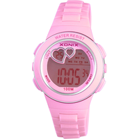 Montre numérique sportive XONIX pour femme avec affichage LED de la semaine, réveil, design vintage élégant, résistance à l'eau 10 bars, bracelet en PU 1