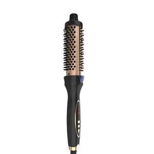 Straightener Negative Ion Hot Comb LCD Display 450F Round Brush 2 In 1 Hair Curler And Straightener Brush Manufacturer