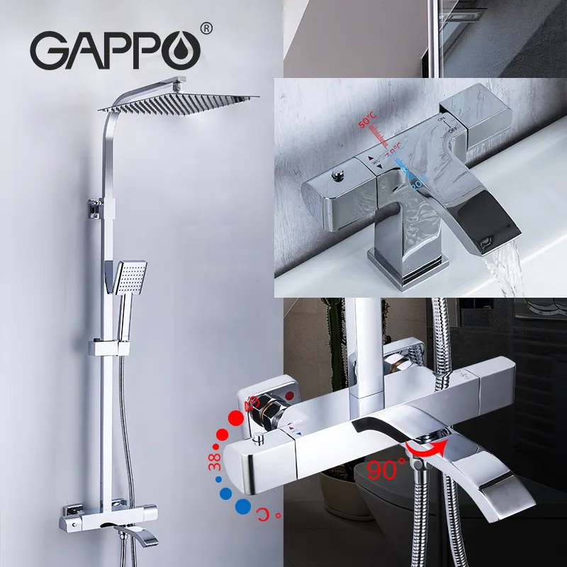 Gappo Wandmontage Douche Systeem Regen Mixer Douche Combo Set Regendouche Systeem Gepolijst Chroom Kraan G2407-40