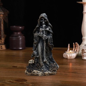 Figuras Religiosas Estatua de la Santa Muerte Adorno de Resina Esculturas de la Parca del Infierno para Decoración del Hogar en Halloween - Product Image 3