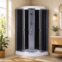Cabine de douche d'angle moderne 90x90cm en verre trempé électroplaqué avec douche d'angle pour salle de bain compacte