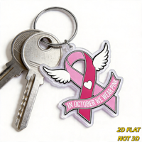 Porte-clés en acrylique Ruban Rose avec Ailes – Accessoire de Sensibilisation « Nous Portons du Rose en Octobre » pour Clés, Sacs, Sacs à Dos – Article de Soutien