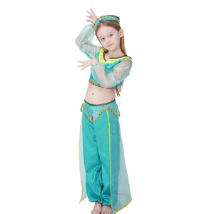 Disfraz de Princesa Jazmín Verde para Niñas, Traje de Danza del Vientre para Niños, Vestido para Actuación de Carnaval de Halloween - Product Image 5