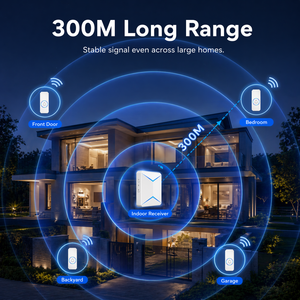 Sonnette <span class=keywords><strong>sans</strong></span> <span class=keywords><strong>fil</strong></span> <span class=keywords><strong>longue</strong></span> portée 300m, kit de <span class=keywords><strong>carillon</strong></span> de porte avec 60 mélodies, 110dB, étanche IP55, récepteur enfichable pour hôtel, maison, bureau, école - Product Image 4