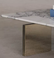Table basse en marbre naturel de haute qualité, design italien moderne, mobilier de salon haut de gamme, table basse carrée contemporaine