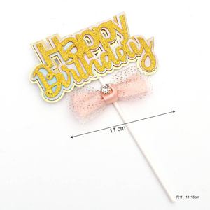 Fiocco in Tulle Glitterato Ecologico Moderno per Decorazione Torta Rosa / Blu / Oro <span class=keywords><strong>Buon</strong></span> <span class=keywords><strong>Compleanno</strong></span> <span class=keywords><strong>1</strong></span>° 18° e 100° Giorno - Product Image 3