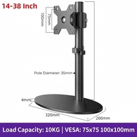 Support de bureau pour moniteur pour écrans de 14 à 38 pouces, réglage de la hauteur en continu, VESA 75x75 100x100 mm, charge maximale de 10 kg, acier robuste
