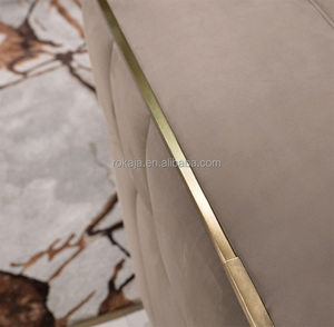 Sofá indio de alta gama, tela de cuero de franela, sala de estar moderna de lujo, borde de Metal - Product Image 5
