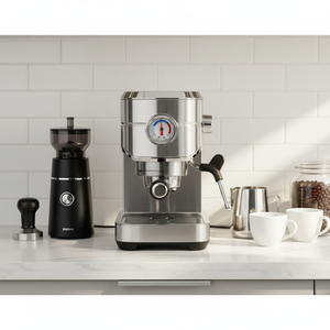 Cafetera Espresso de 15-20 Bares - Acero Inoxidable, Manómetro, Compatible con Espumador de Leche, para Hogar y Pequeños Cafeterías, Fácil de Limpiar - Product Image 6