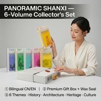 Set de Libros Panorámicos del Patrimonio Cultural Chino de Shanxi, 6 Volúmenes, Bilingües, Impresión Offset a 4 Colores, Regalo Corporativo