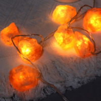Guirlande lumineuse en pierres de cristal, améthyste, roche brute, puissance de la batterie intérieure, chaîne de sel pur de l'himalaya