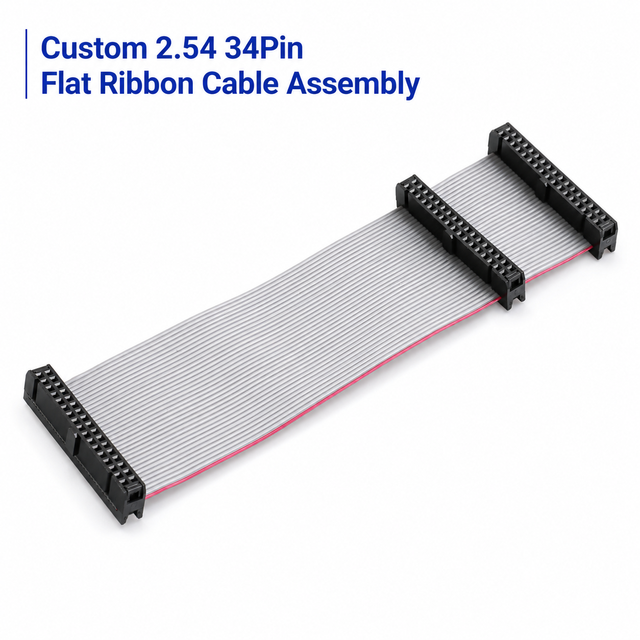 2.54 34Pin IDC Socket Grey Flat Ribbon Cable Flexible UL2651 28AWG Interconnect Lead for Control Cabinet Wiring