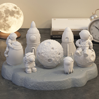 DM907 Cetakan Semen Gipsum Aromaterapi Roket 3D Cetakan Lilin Astronot Hewan Bulan untuk Dekorasi Kerajinan Luar Angkasa Kreatif