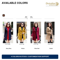 Abrigo de mujer JIAYAN 100% poliéster, doble botonadura, largo medio, solapa con muescas, chaqueta ajustada, abrigo cálido de invierno, venta al por mayor OEM