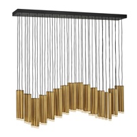 Lustre moderne en métal noir doré avec tube led linéaire suspendu lustre nordique maison plafond rectangulaire salle à manger lumière
